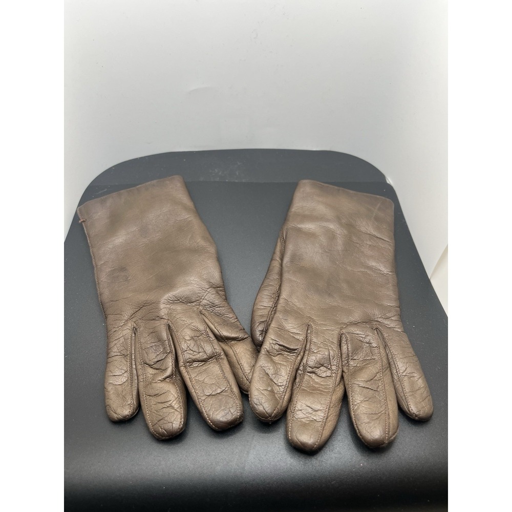 Women's Brown vintage Italian-made leather gloves Size 7